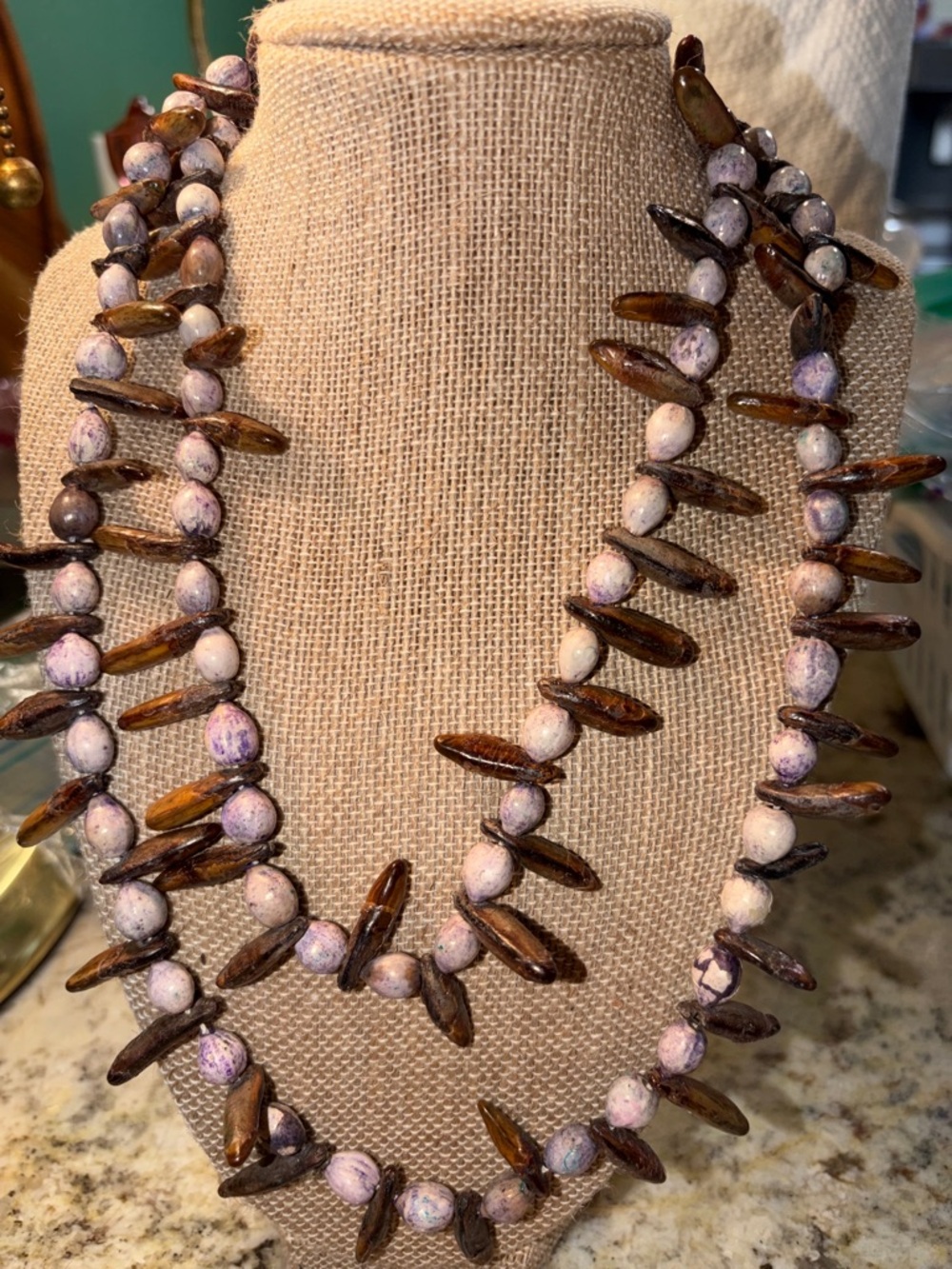 Purple and Brown Beaded Women’s Necklace